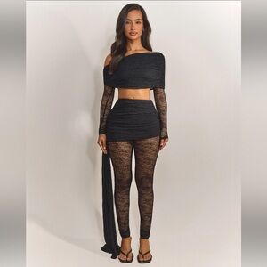 Mars the Label Zola Lace Black Off-Shoulder Two-Piece Set